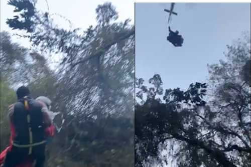 Video: Grupo Relámpagos rescata a hombre que cayó en barranco de Tenango del Valle